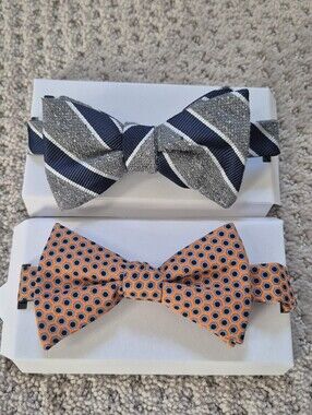 Tommy Hilfiger Men's Polyester Silk Orange Blue Grey Pre Tied Bow Ties NWT
